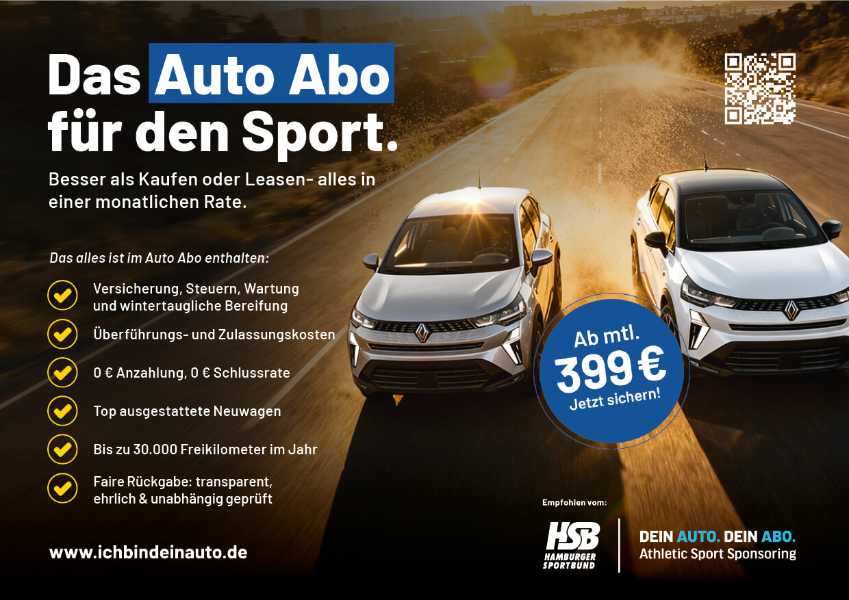 Zwei Renault Fahrzeuge fahren auf einer Autobahn – Werbung für Auto-Abo im Sportsponsoring