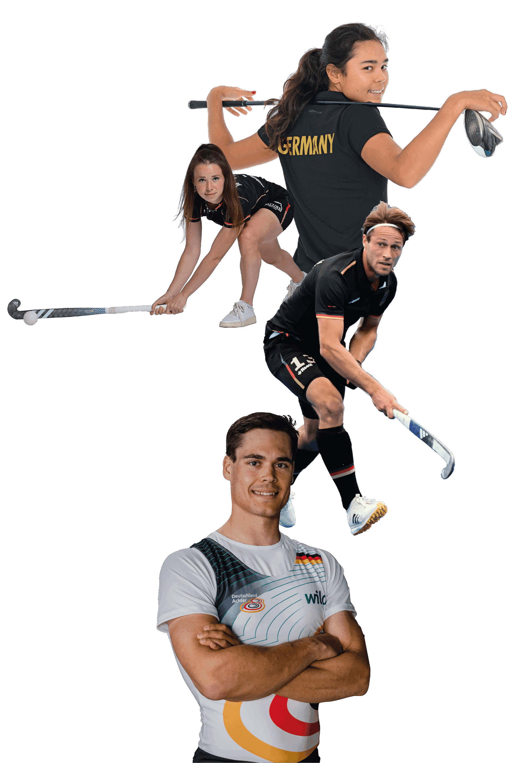 Athletenportraits Paul Kaufmann, Susanna Brenske, Amelie Wortmann und Benedict Eggeling im Deutschlandtrikot – Olympia Hamburg Kampagne